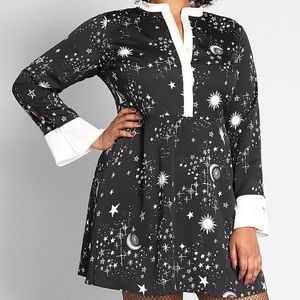 Modcloth Retro Romance Long Sleeve Space Dress